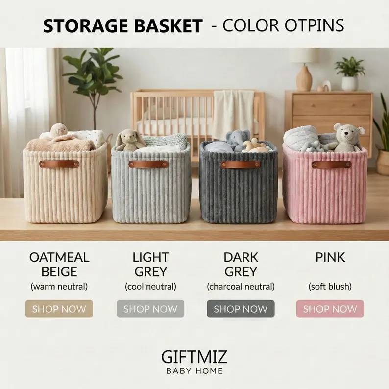 Personalized Embroidery Baby Storage Basket – Baby Shower Gift Knitted Wire Art HO82 903014