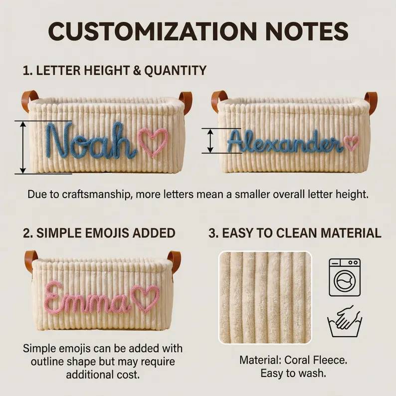 Personalized Embroidery Baby Storage Basket – Baby Shower Gift Knitted Wire Art HO82 903014