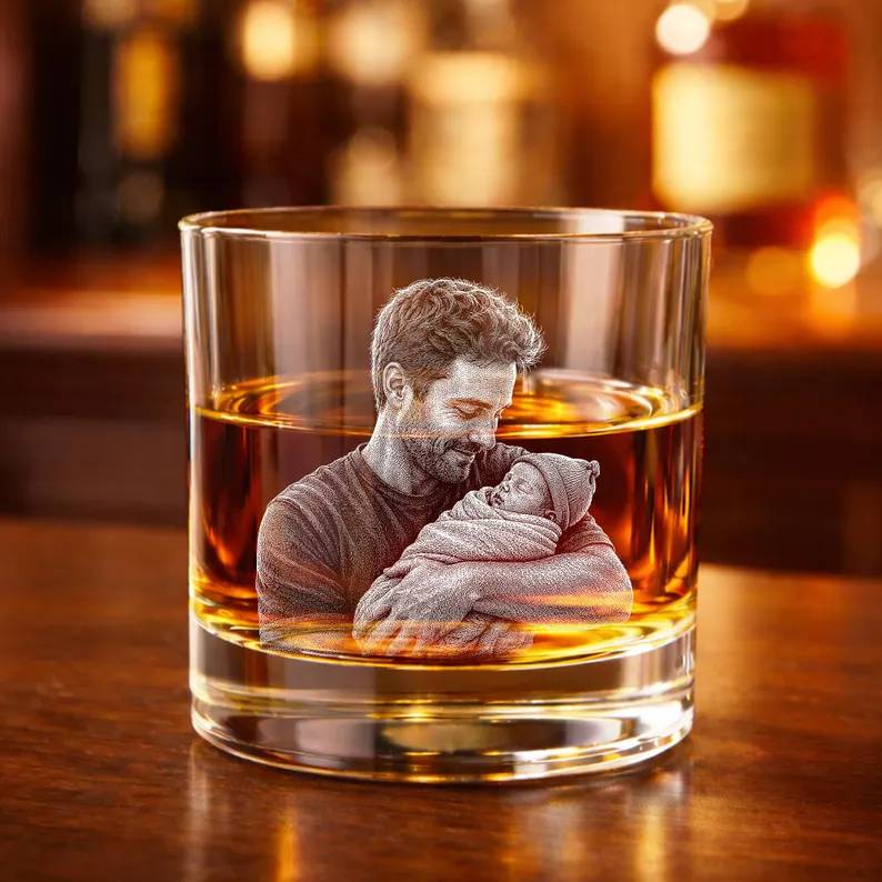 Personalized First Father's Day Engraved Whiskey Glass, New Dad Gift, Newborn Gift, Unique Father's Day HO82 902546