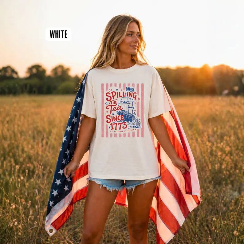 Striped Spilling The Tea Since 1773 Comfort Shirt, 250th Anniversary HO82 902678