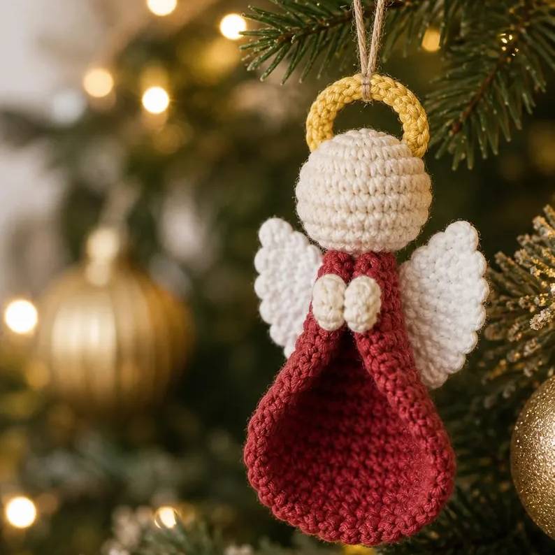 Angel Christmas Crochet Ornament - Xmas Tree Decor, Holiday Decor HO82 903566