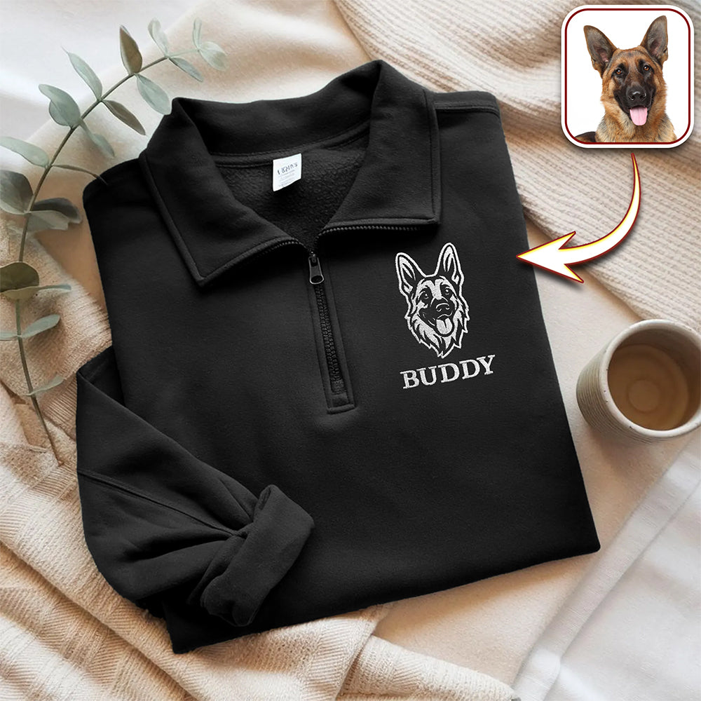Custom Dog Cat Face Personalized Embroidered Golf Quarter Zip Sweater, Unique Golf Enthusiast Gift HA75 898628