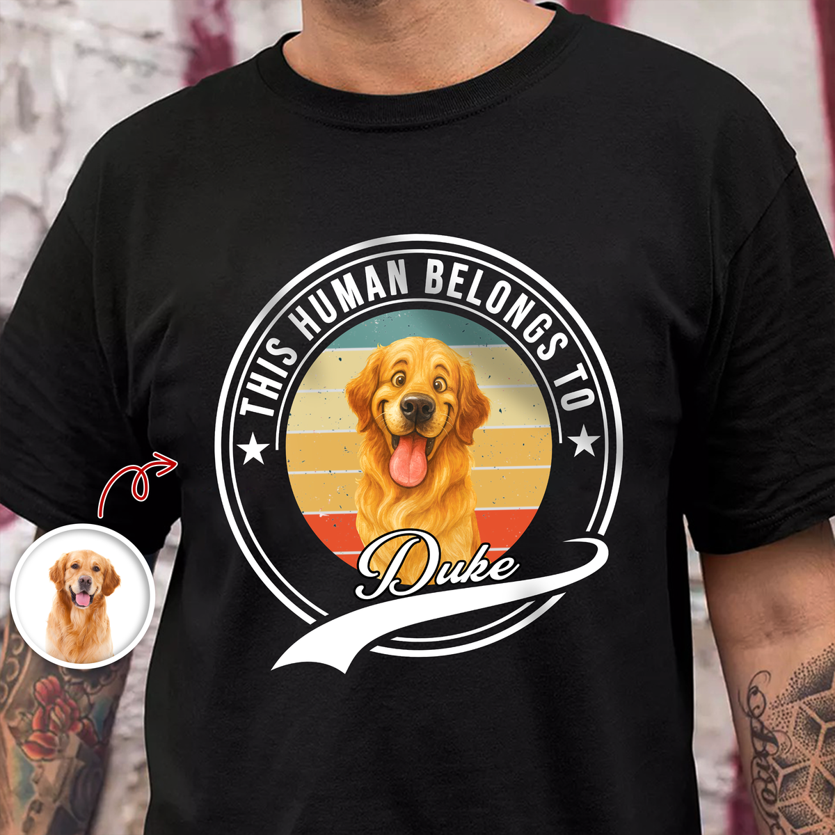 Custom Photo This Human Belongs To Dog Cat With Funny Caricature Style Dark Shirt HO82 894504