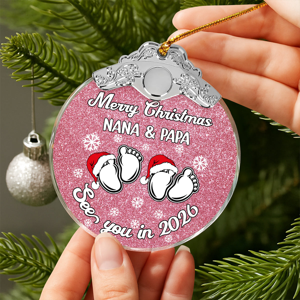 Baby Expecting See You In 2026 - Personalized Metal Top Glass Ornament For Christmas LM32 893975