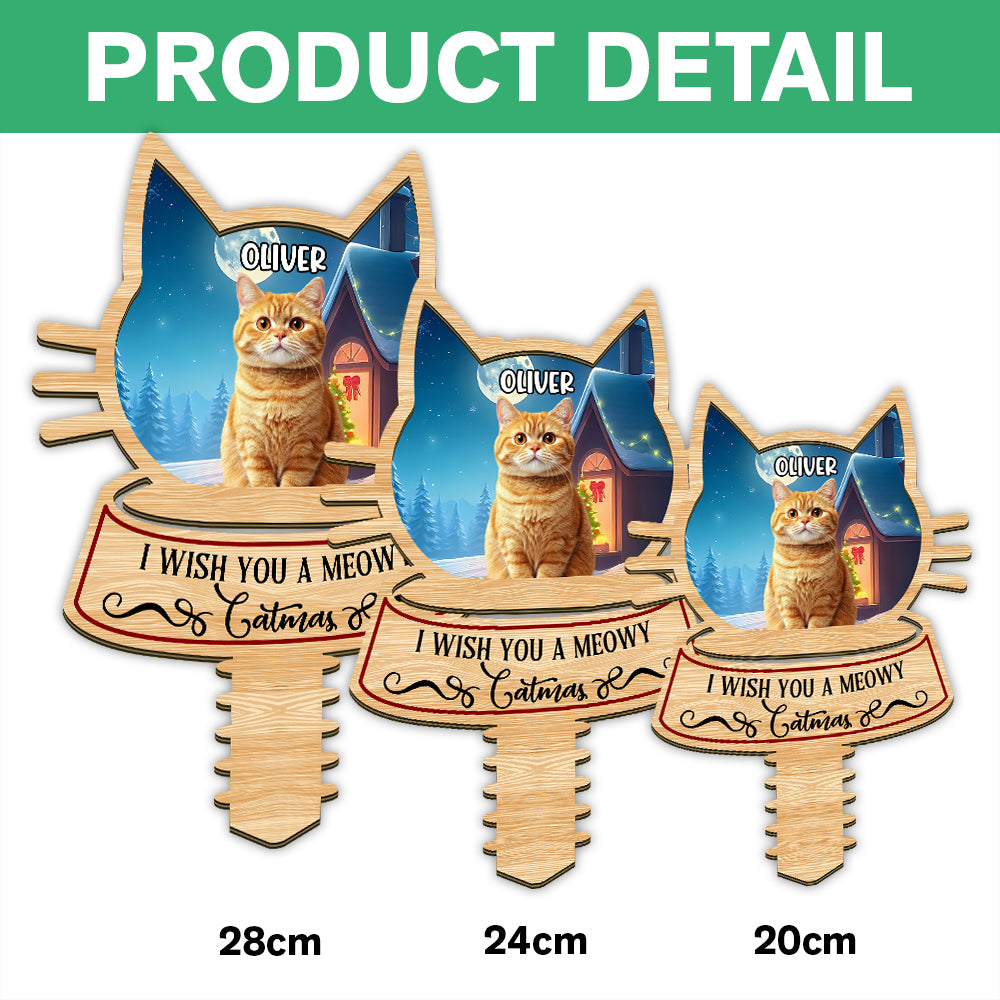 Custom Photo Cat Wishing You A Purfect Christmas Tree Topper CH07 896844