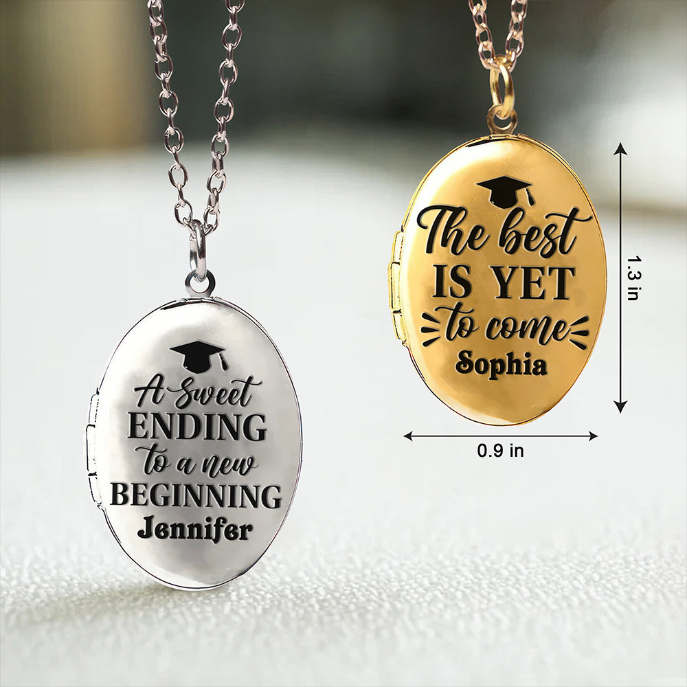Custom Photo A Sweet Ending To A New Beginning Locket Necklace Graduation Gift HA75 892298