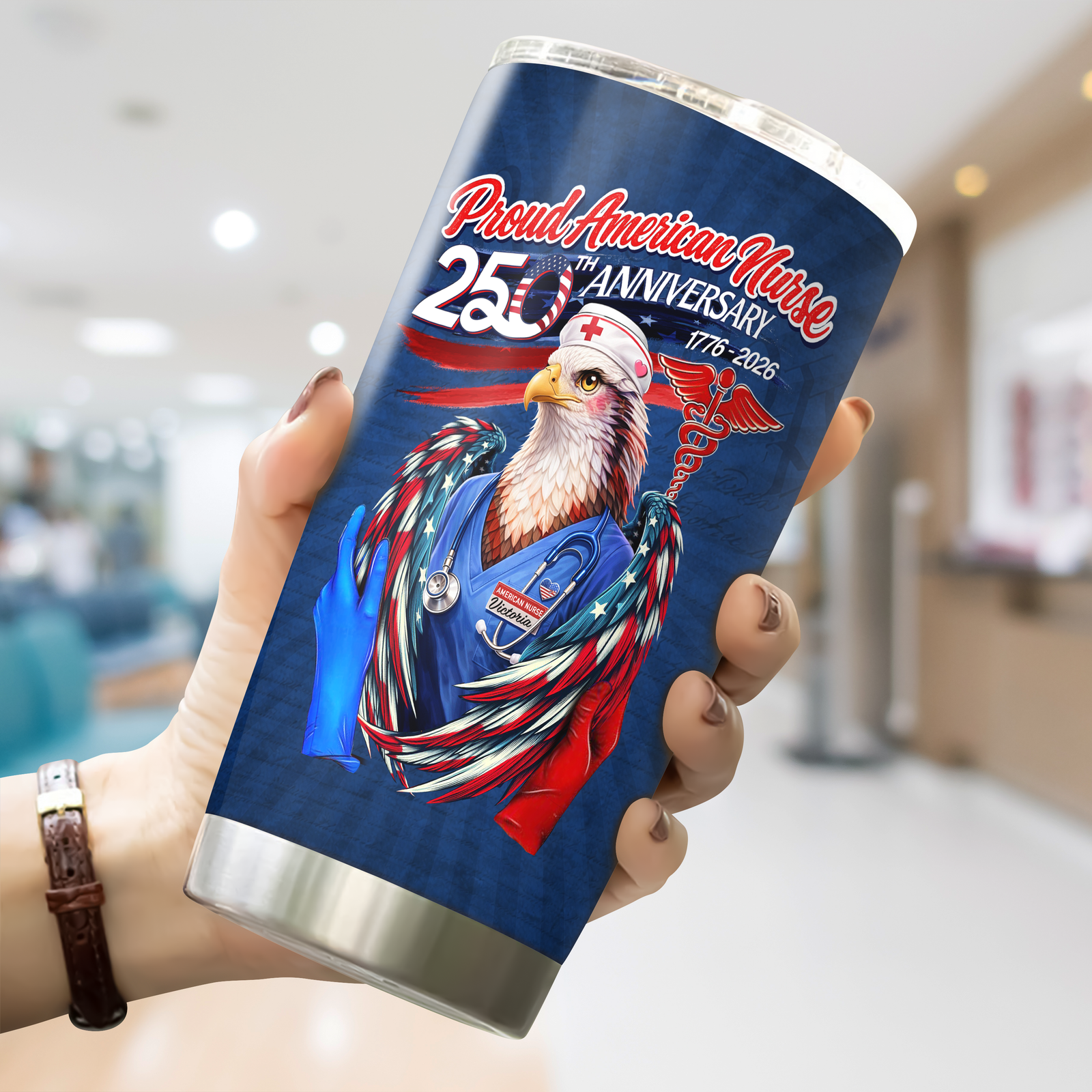 Personalized Name Proud American Nurse 250th Anniversary Fat Tumbler LM32 899039