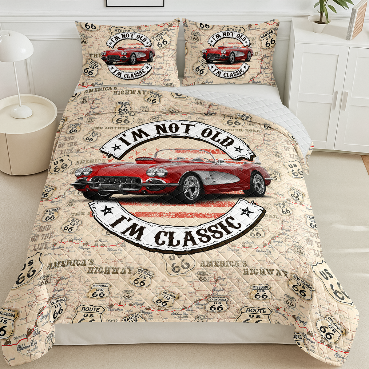 This Is How I Roll - Custom Vehicle Photo Upload Car Route 66 Quilt Bedding Set CH07 895594