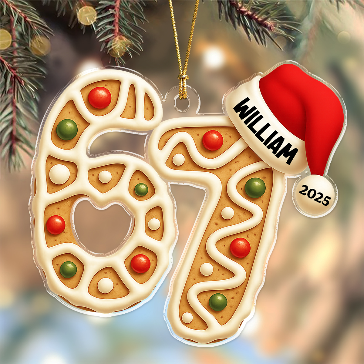 Funny Six Seven 6 7 Teen Slang Personalized Christmas Acrylic Ornament CH07 899366