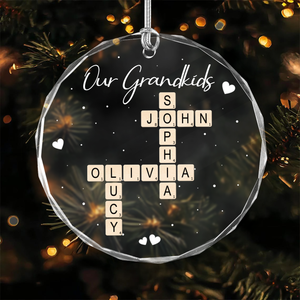 Personalized Our Grandkids Crossword Puzzle Art Glass Ornament HA75 897696