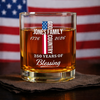 Custom Family Name Patriotic American, 250 Years of Blessing God Whiskey Glass LM32 899017