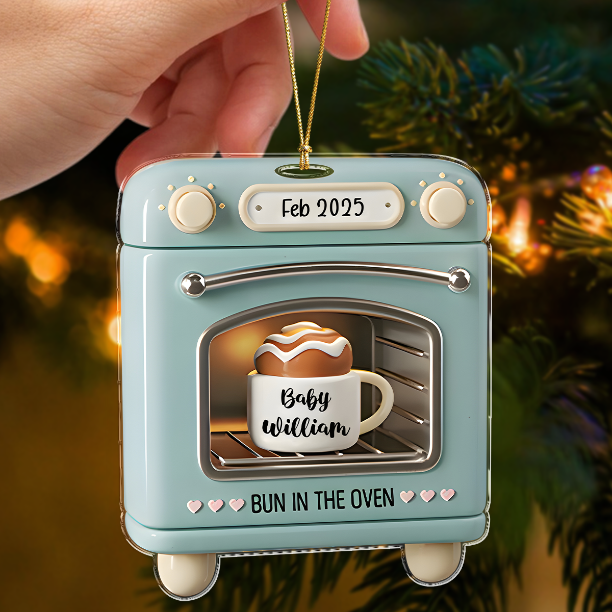 Custom Baby Name Bun In The Oven Acrylic Ornament TH10 896763