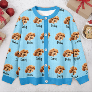 Custom Pet Portrait Photo Ugly Cardigan - Personalized Dog/Cat/Person Photo & Name Gif For Christmas CH07 899808