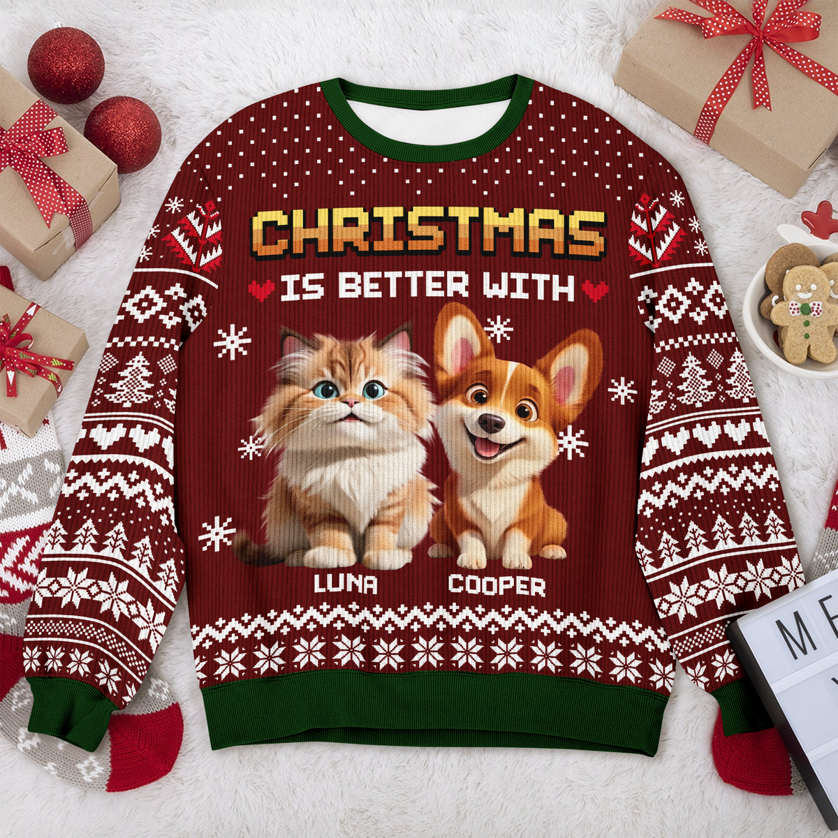 Personalized Christmas Better With Dog Cat Ugly Sweater CH07 899900