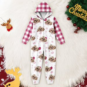 Custom Dog Photo Plaid Onsie Pajamas Christmas Gift For Pet Lovers CH07 896648