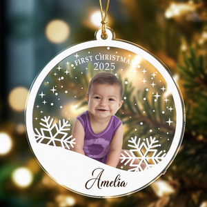 Custom Baby's First Christmas With Snowflake Wood And Acrylic Ornament HA75 897834