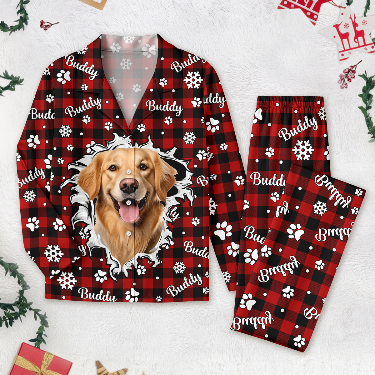 Custom Puppy Photo Funny Christmas Pajamas Gift For Dog Mom Dog Dad CH07 896520