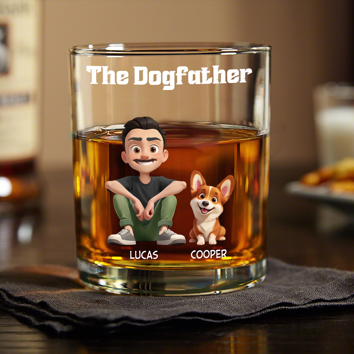 The Dogfather For Dog Lover Print Whiskey Glass TH10 896469