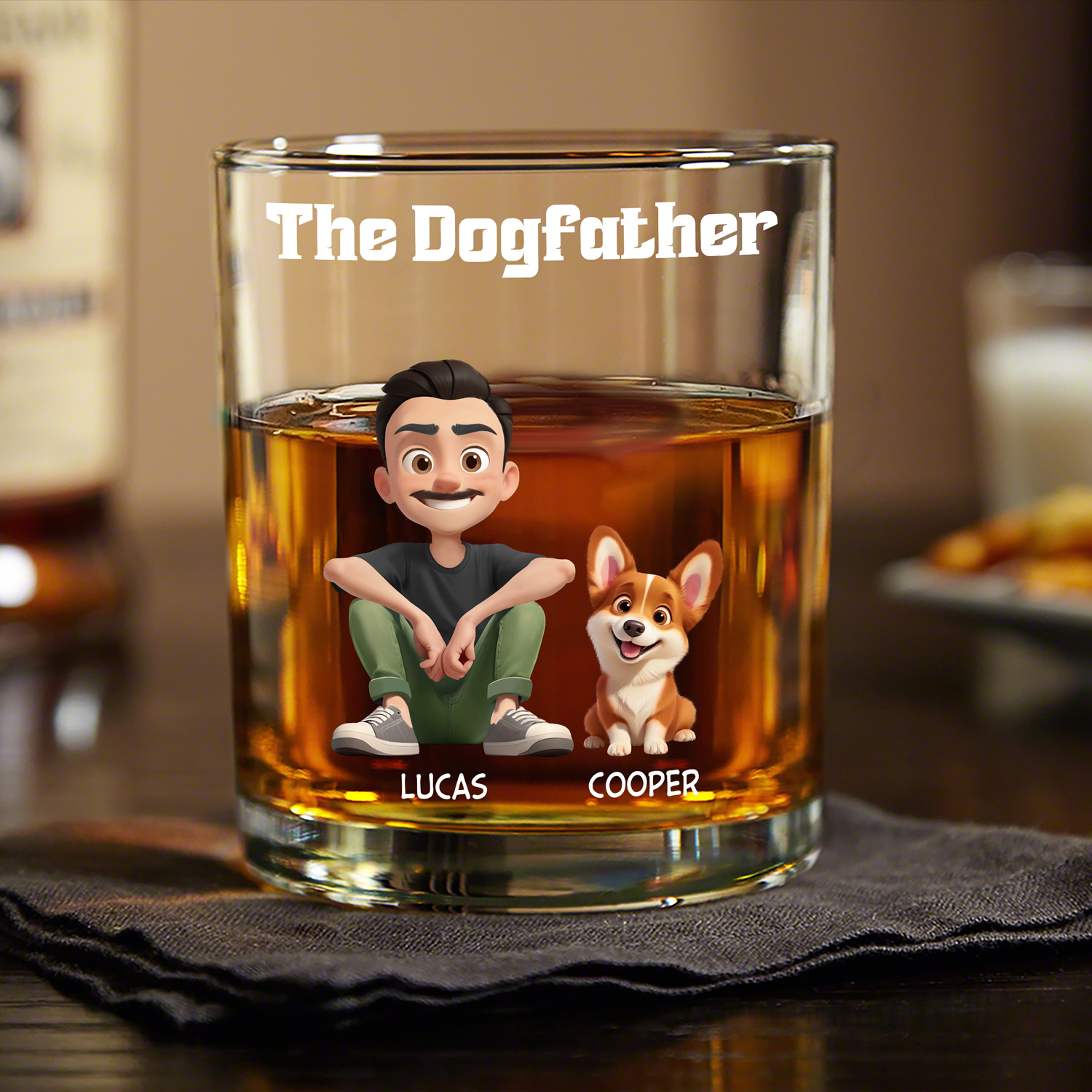The Dogfather For Dog Lover Print Whiskey Glass TH10 896469