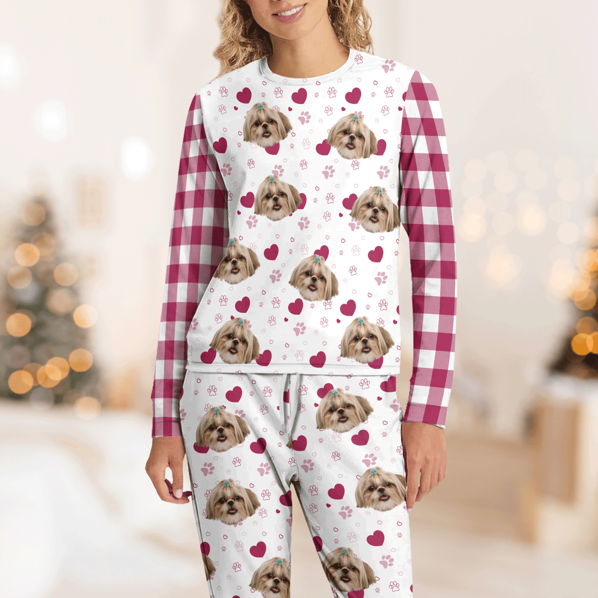 Custom Dog Photo Plaid Sleepwear Christmas Gift For Dog Lovers CH07 899646