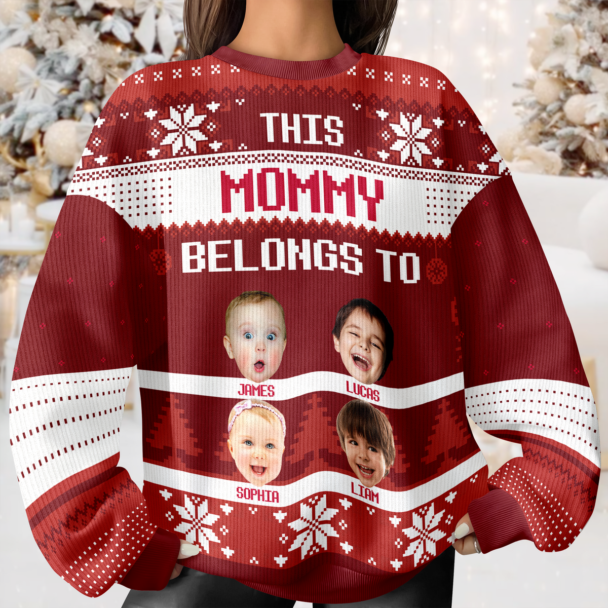 Custom Photo This Grandma Belongs To Christmas Ugly Sweater HO82 900036