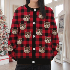 Custom Photo Christmas Ugly Cardigan For Cat Lover TH10 896579