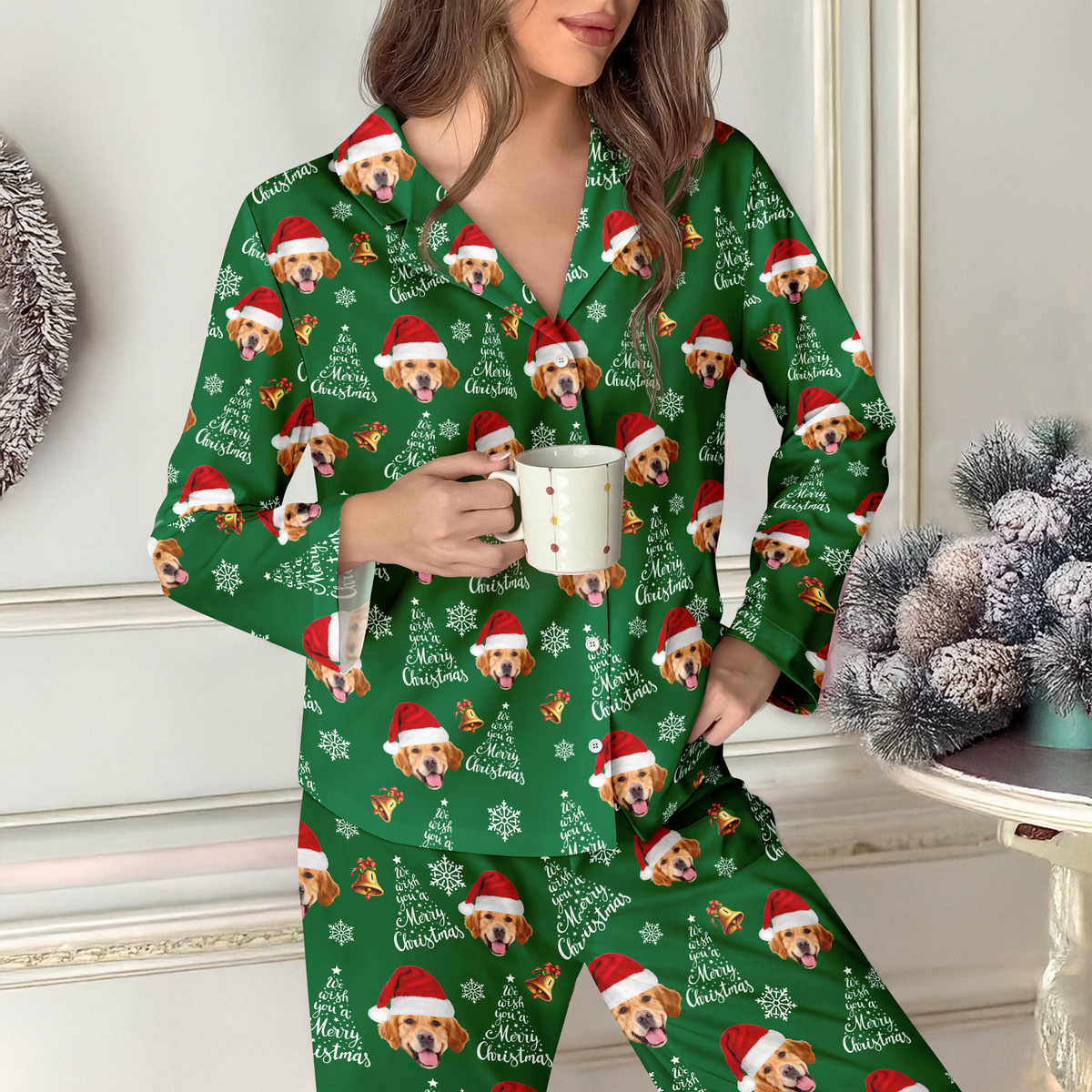 Custom Dog Photo We Wish You A Merry Christmas Pajamas TH10 896279