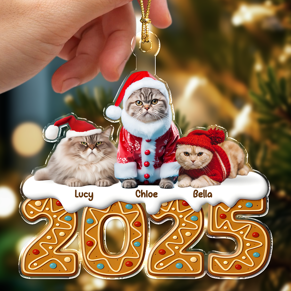 Custom Photo Cat Acrylic Ornament Christmas Gifts For Cat Lovers HA75 897856
