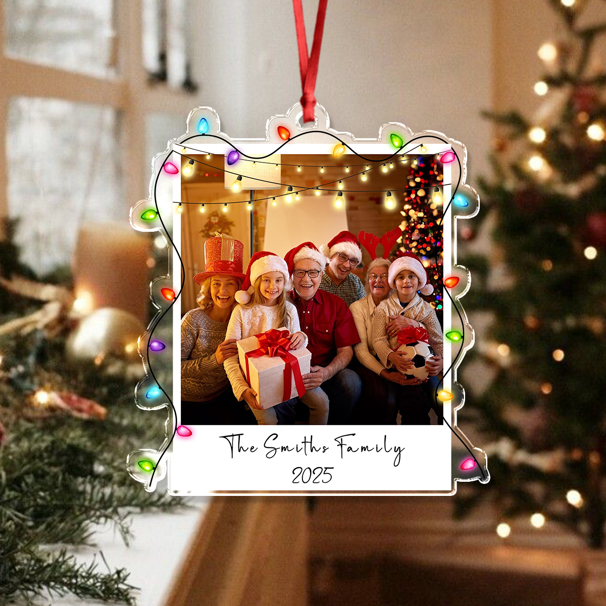 Custom Family Photo Christmas 2025 Light Acrylic Ornament LM32 895741