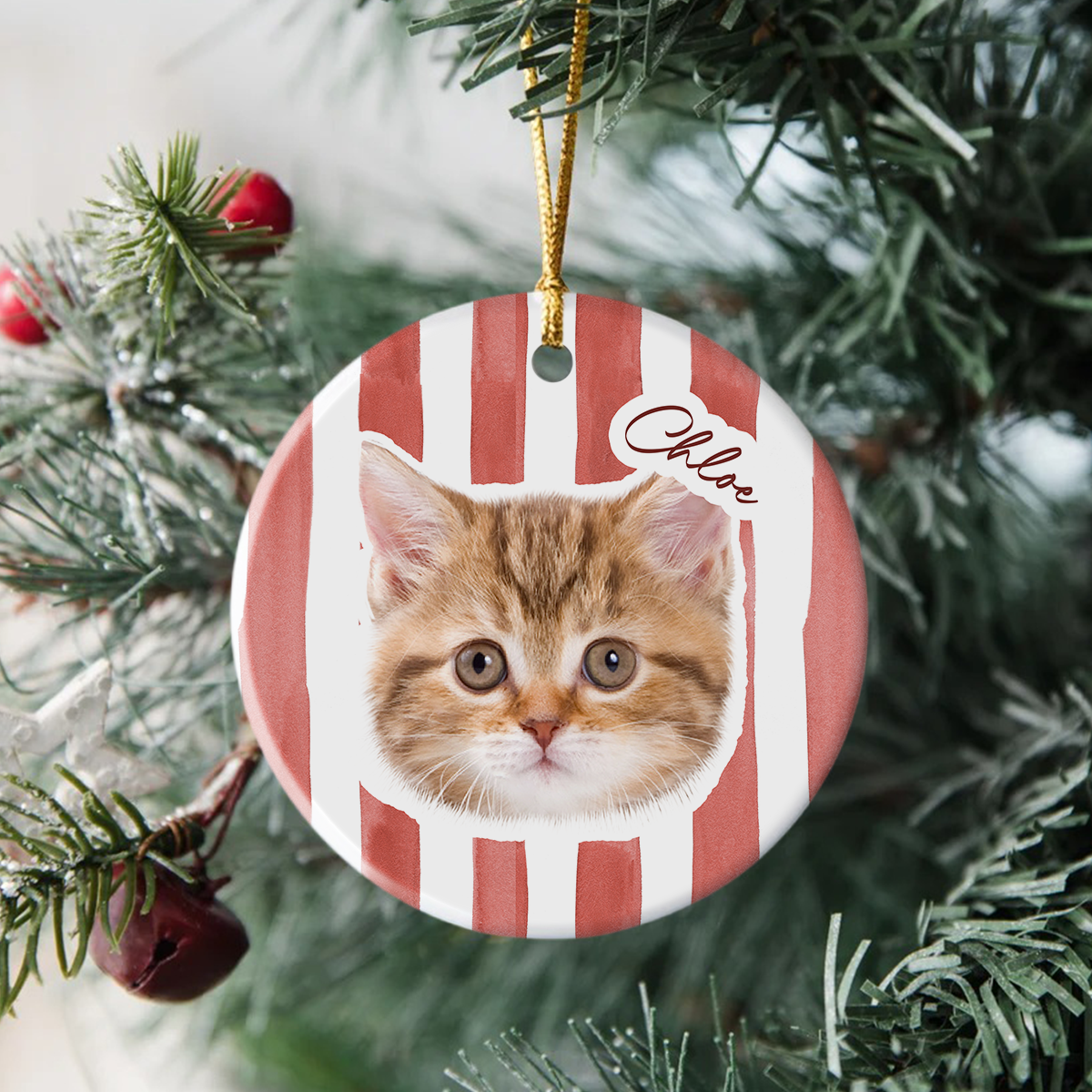 Custom Cute Cat Photo Ornament Christmas Gift For Cat Lovers LM32 895763