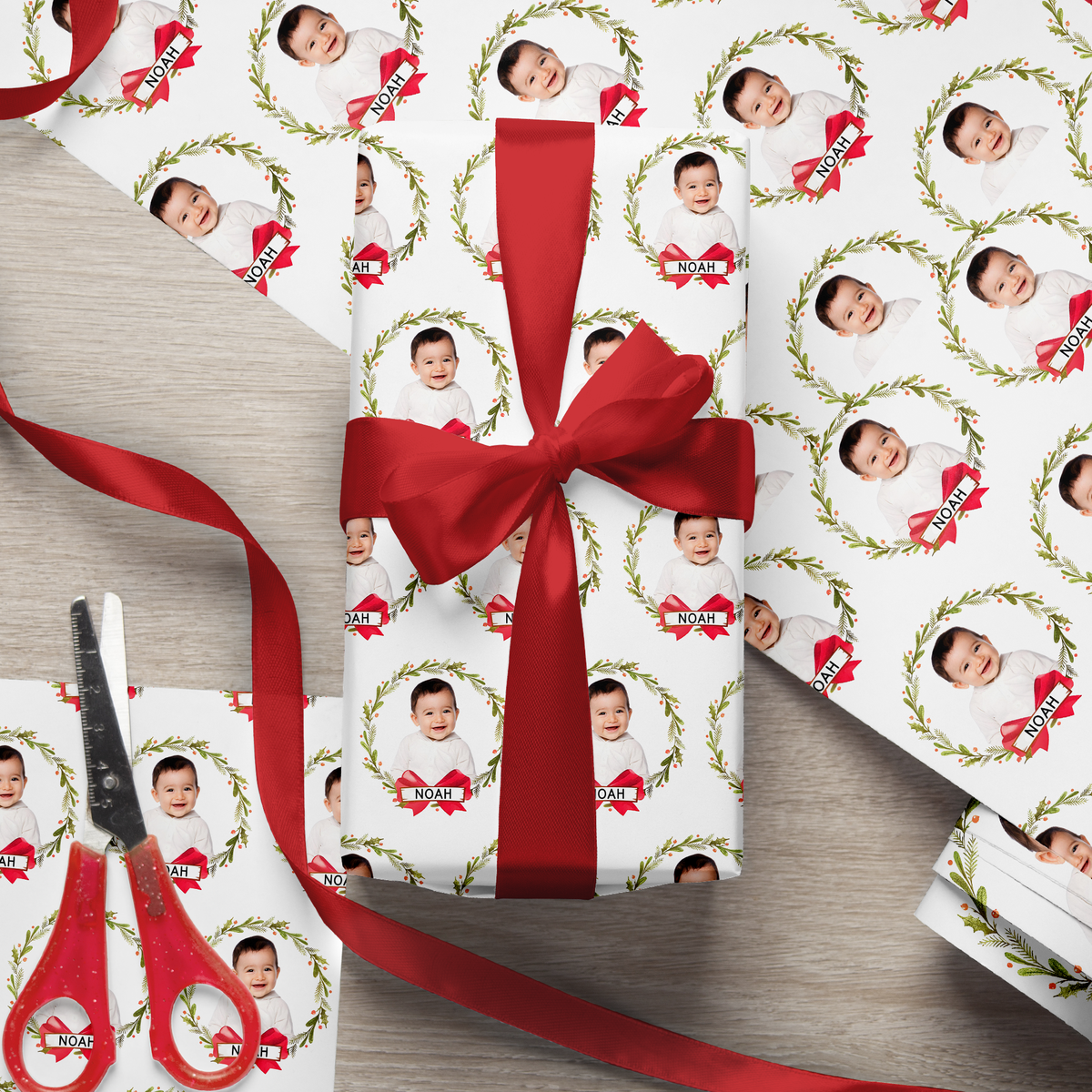 Custom Human Photo Christmas Wrapping Paper CH07 895696