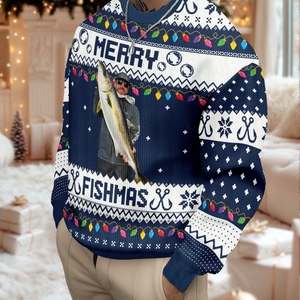 Custom Photo Merry Fishmas Ugly Sweater For Fishing Lovers HO82 900424
