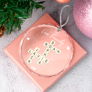 Personalized Our Grandkids Crossword Puzzle Art Glass Ornament HA75 897696