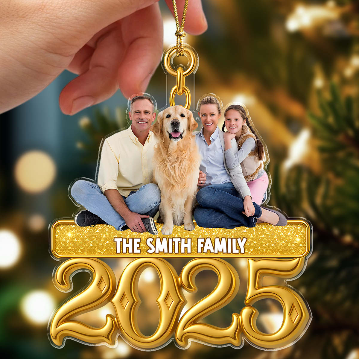 Custom Photo Golden Family 2025 - Personalized Acrylic Ornament LM32 895965