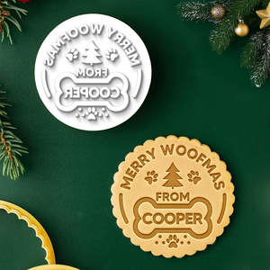 Custom Dog Name Merry Woofmas With Bone Cookie Stamp HO82 900614