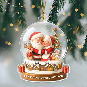 Santa Couple With Cozy Hug Christmas - Personalized Acrylic Ornament Gift for Couples CH07 899508