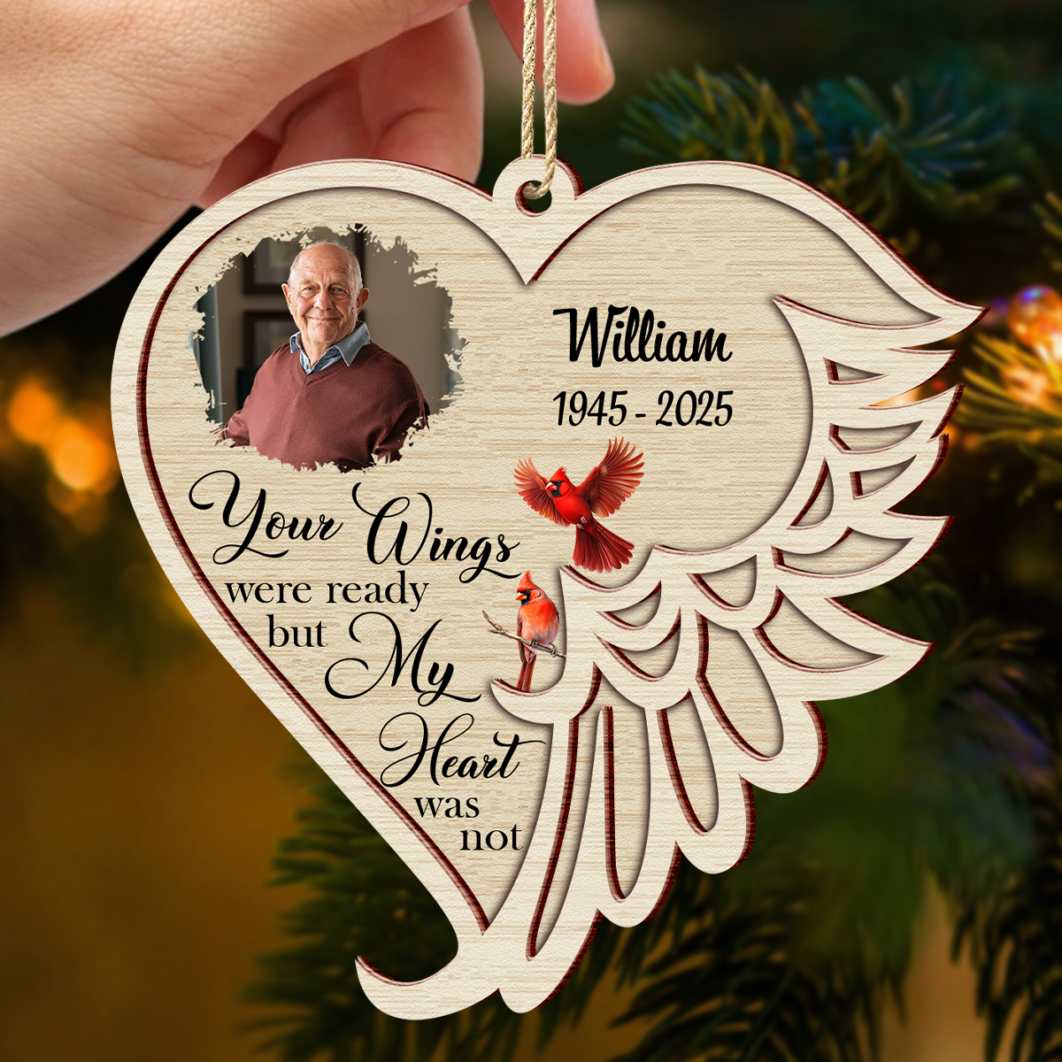 Your Wings Were Ready - Personalized 2 Layers Wooden Ornament Memorial Gift For Family Members LM32 895873