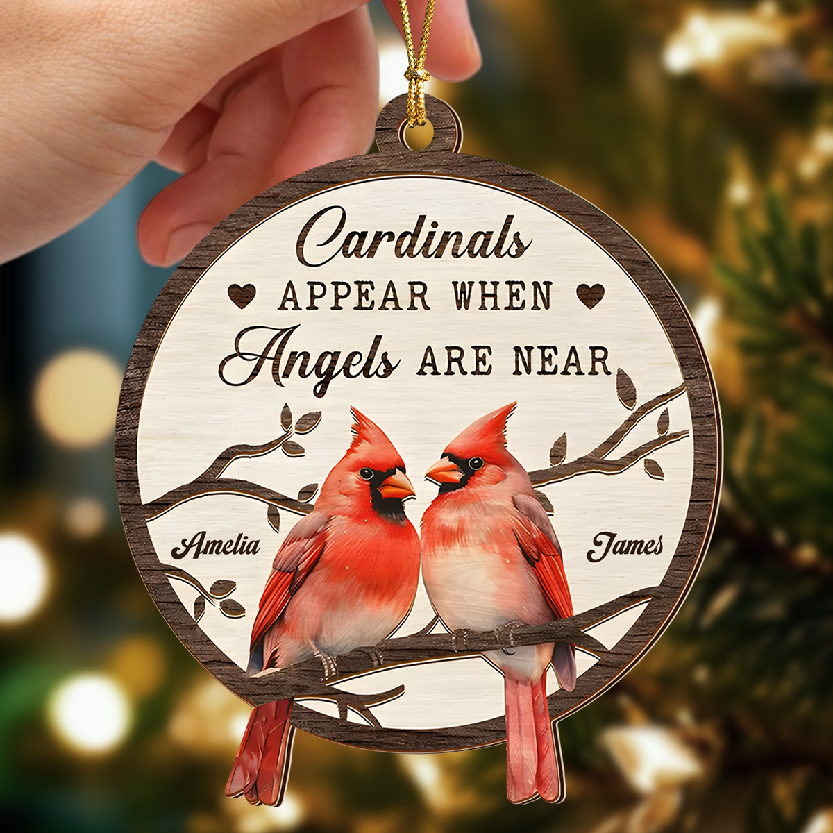 Cardinals Appear When Angels Are Near Personalized Wooden Ornament LM32 895881