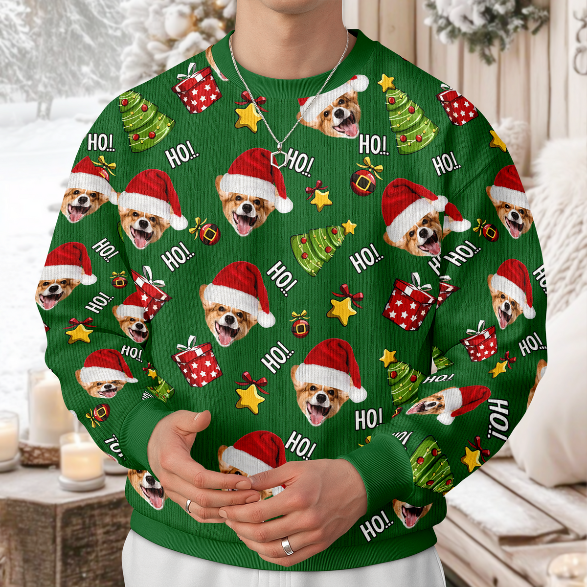 Custom Pet Photo Ho Ho Ho Ugly Sweater Funny Christmas Gift For Pet Lovers CH07 899298