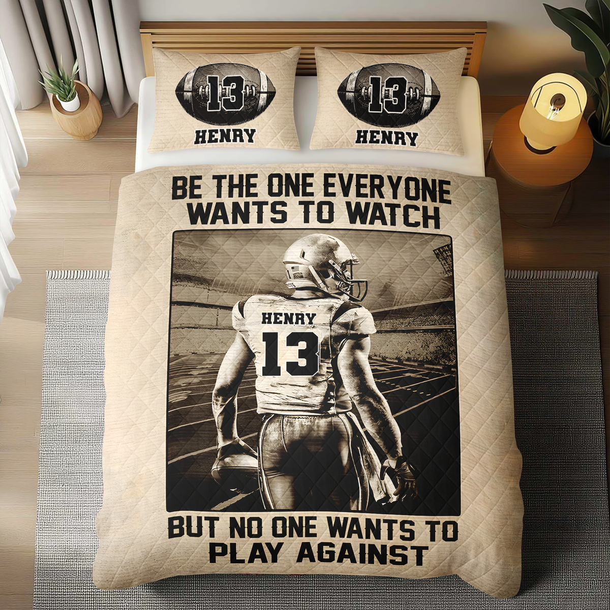 Personalized American Football Player Quilt Bedding Set - Be The One Everyone Wants To Watch CH07 899712