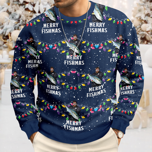 Custom Photo Merry Fishmas Ugly Sweater, Christmas Gift For Family, Fishing Lovers HO82 900636