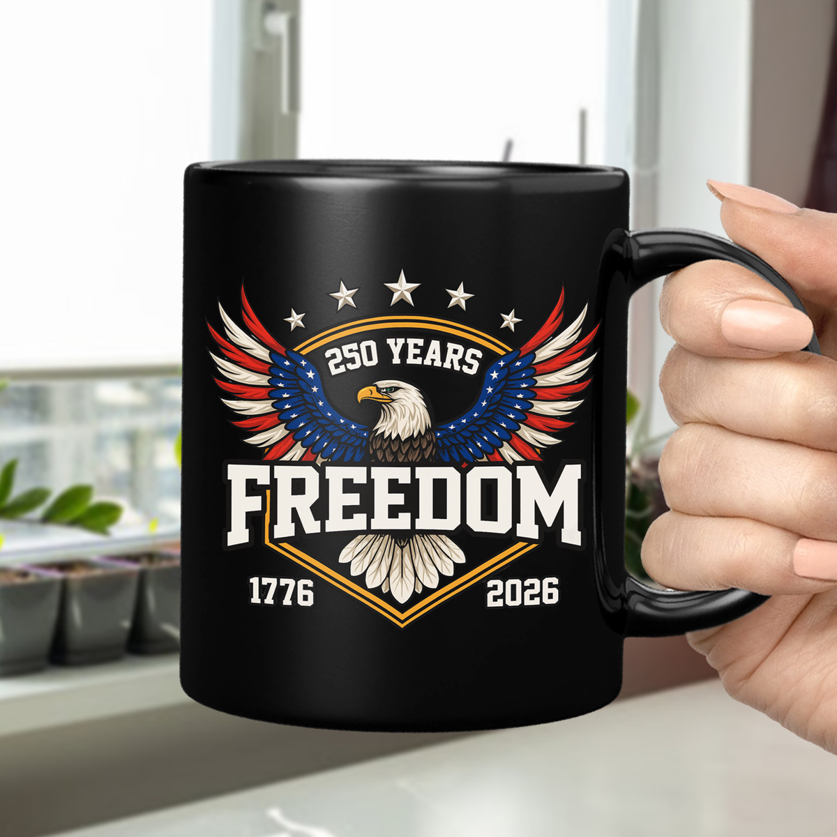 250 Years of Freedom America 1776–2026 Anniversary Black Mug HA75 898806