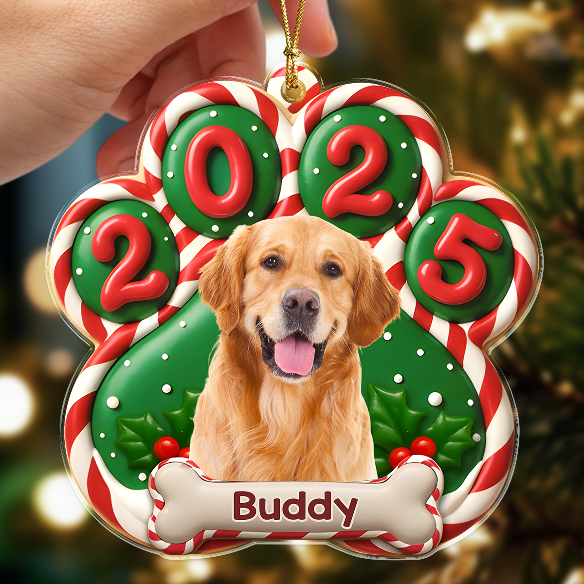 Custom Dog Photo Paw Christmas Acrylic Ornament For Dog Lovers HA75 897948
