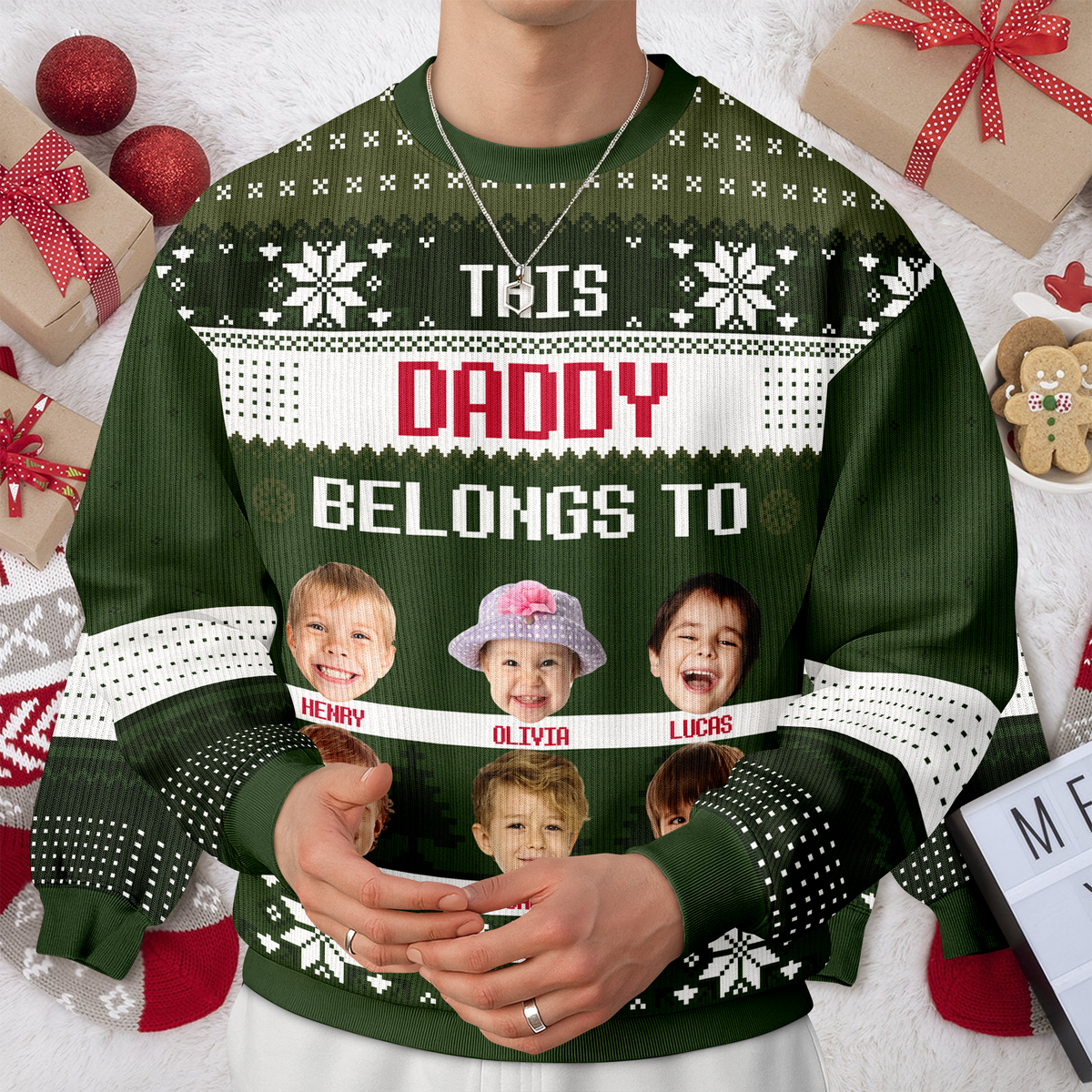 Custom Photo This Grandma Belongs To Christmas Ugly Sweater HO82 900036