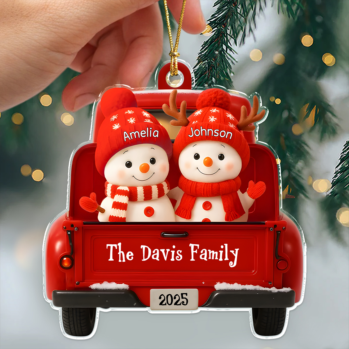 Personalized Snowman Family Acrylic Ornament Gift For Mom, Dad, Brother, Sister, Kids HO82 900176