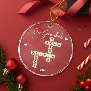 Personalized Our Grandkids Crossword Puzzle Art Glass Ornament HA75 897696