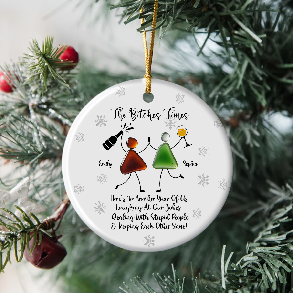 Custom Photo The B*tches Times Friendship Sea Christmas Ceramic Ornament HO82 900180