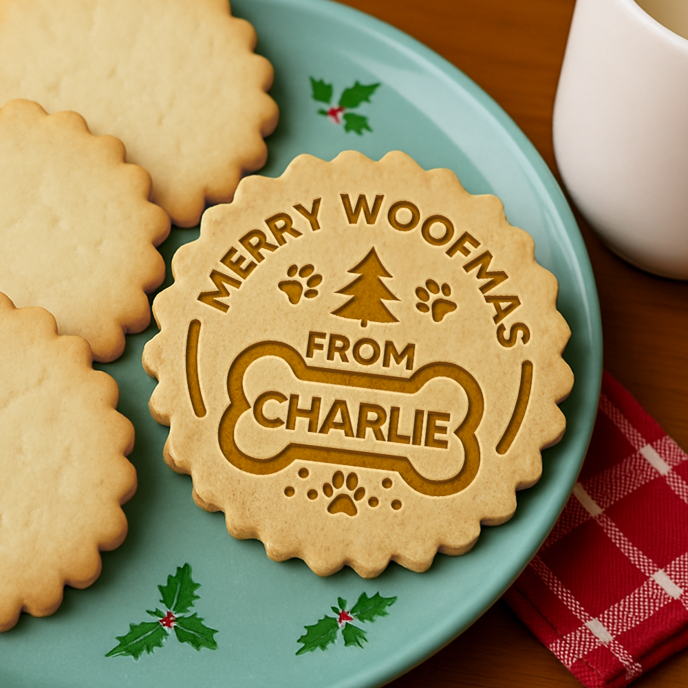 Custom Dog Name Merry Woofmas With Bone Cookie Stamp HO82 900614