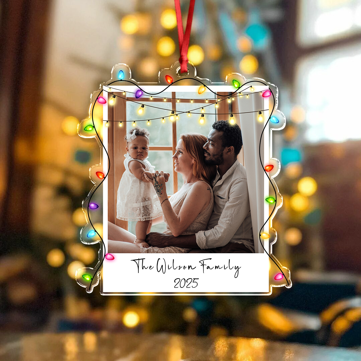 Custom Family Photo Christmas 2025 Light Acrylic Ornament LM32 895741