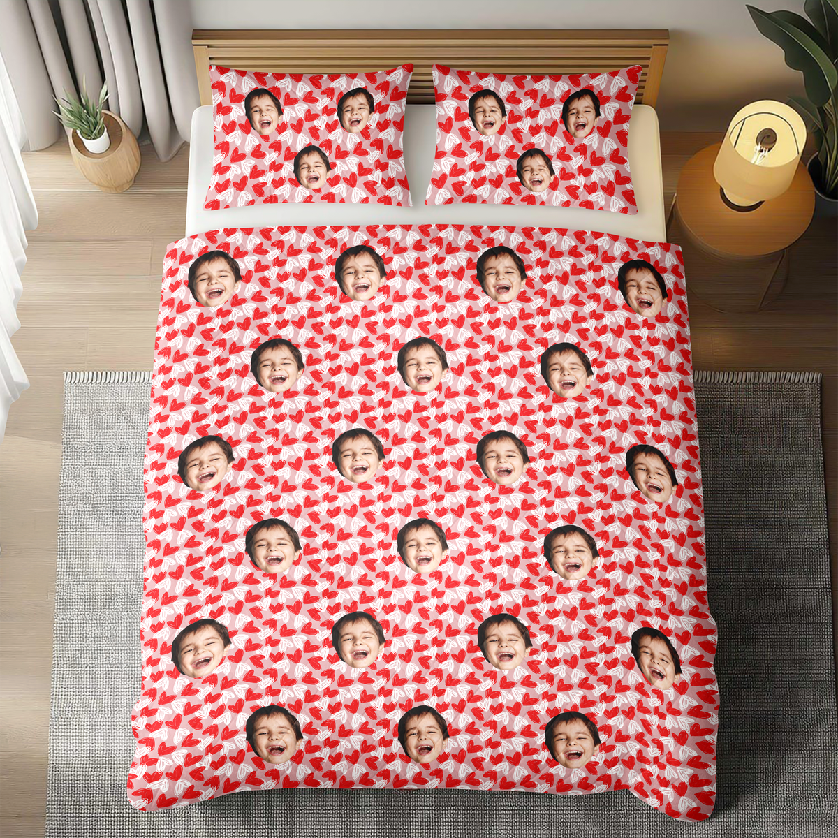 Custom Face Kid Family Quilt Bedding Set Family Gift HA75 898226